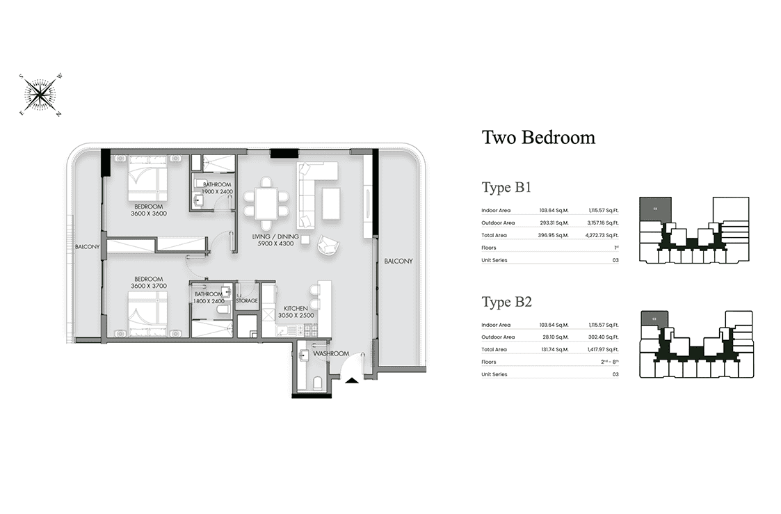 Tow bedrooms type E